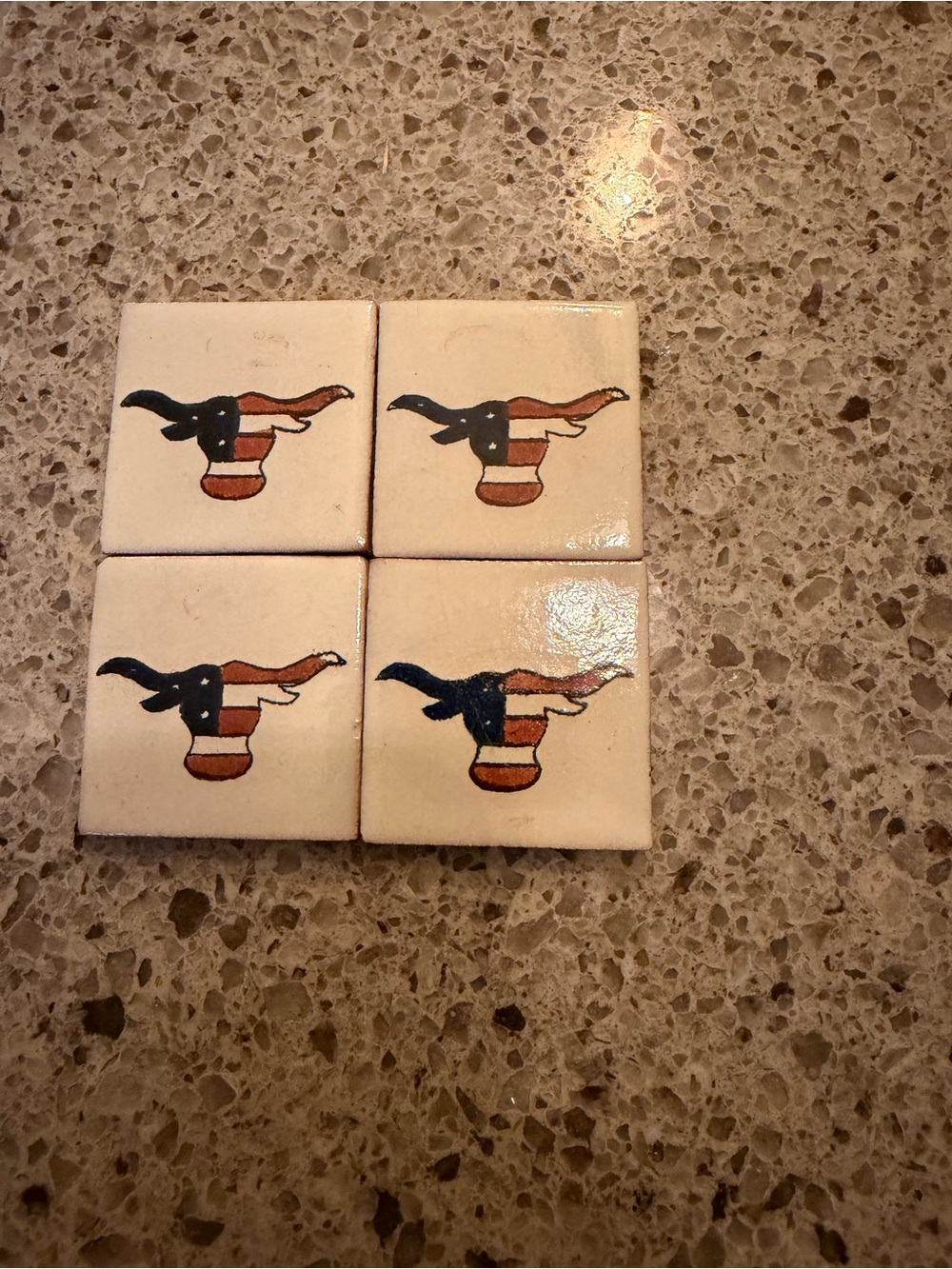 Patriotic Longhorn Ceramic Tile Set - Unbranded